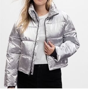 Gap Silver Big Puff Crop Jacket - Size SP